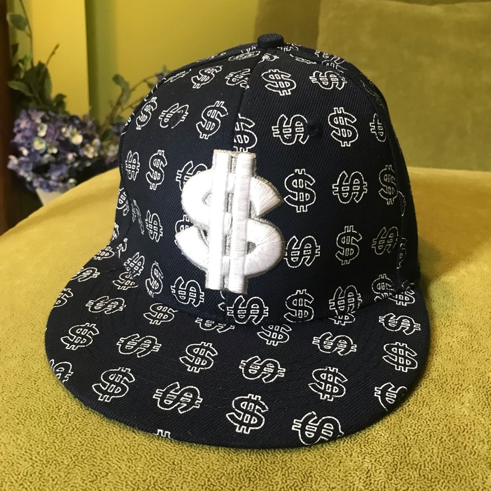 Navy Blue 💲 DOLLAR SIGN 💲 Money Fitted Hat 7 1/4
